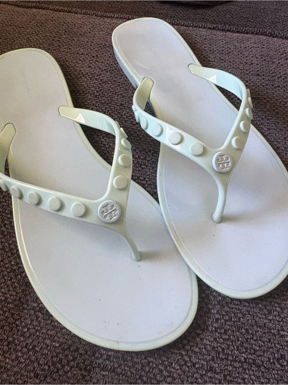 Tory Burch Light Mint Green Jelly Thong Sandals